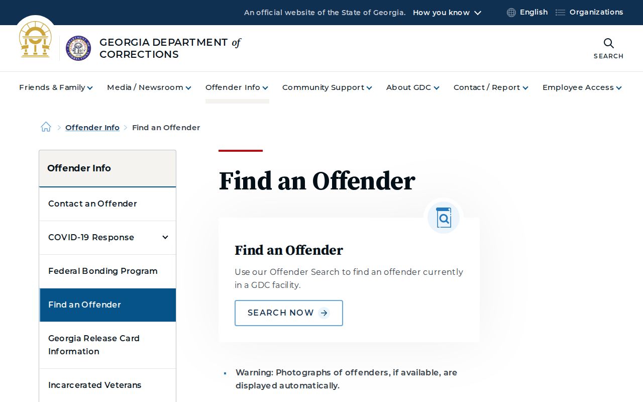 Georgia GDC offender search for Gordon County released inmates